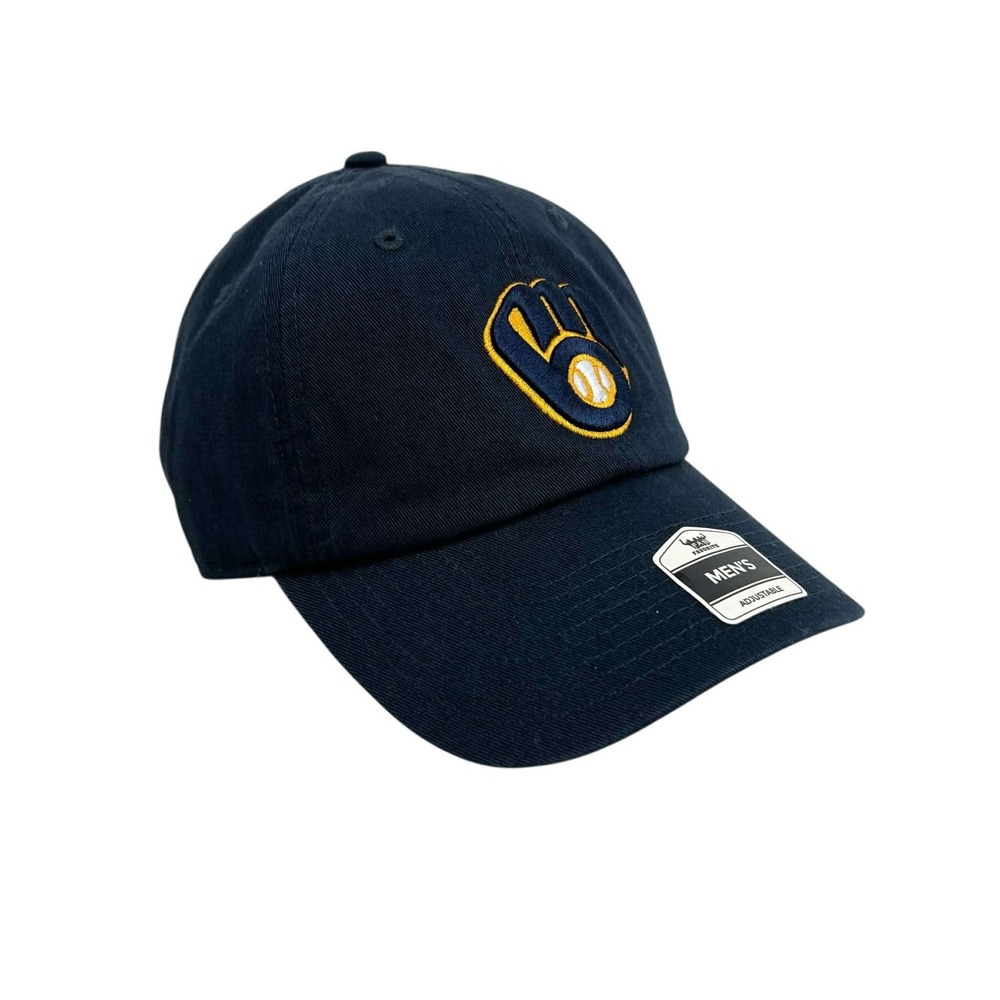 Milwaukee Brewers Baseball Cap Navy Blue Embroidered Logo‎ Adjustable Mens